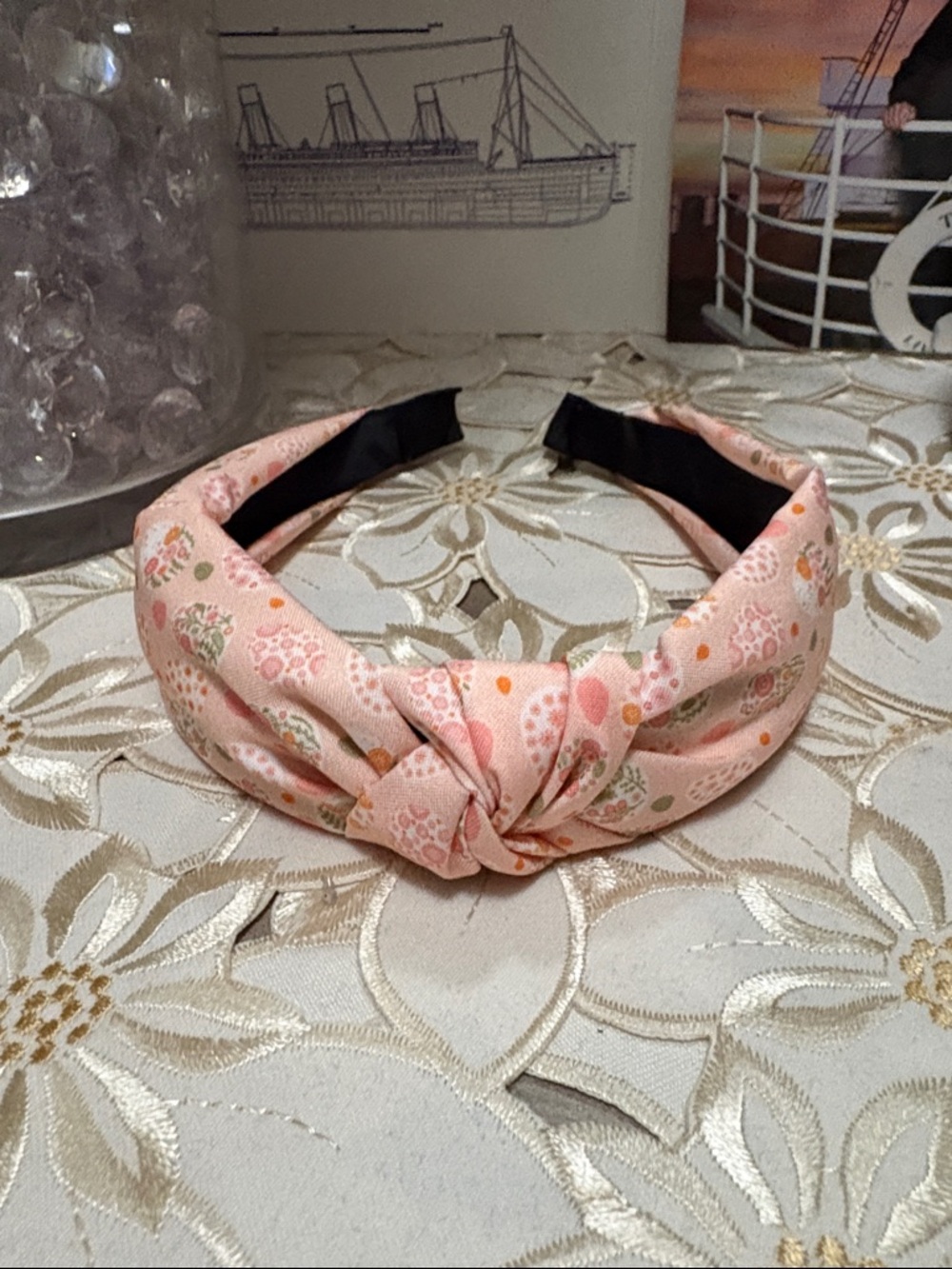 Peachy paisley and easter eggs pattern Knotted Headband! Brand new, super comfy